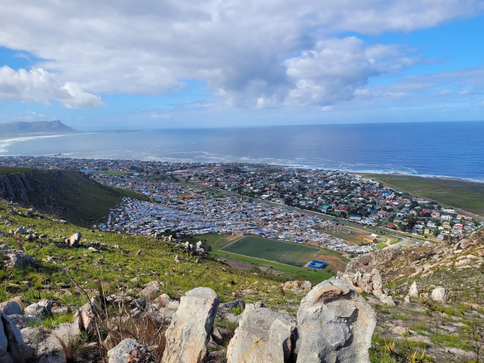 Kleinmond town and its surrounding landscape